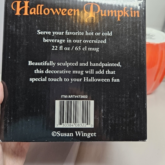 Halloween Pumpkin Ceramic Mugs Set Of 2 Susan Winget 22 FL. Oz Autumn fall Feel - Picture 9 of 9